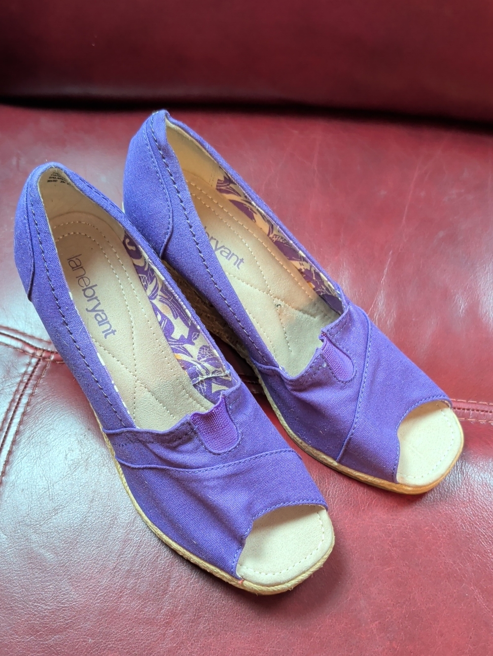 Lane Bryant Purple Open-Toe Wedge Shoes Size 8